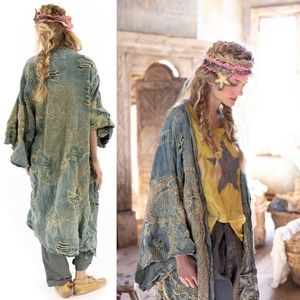 Rare Magnolia Pearl Denim Dragon Daiji Kimono Jacket 517 duster